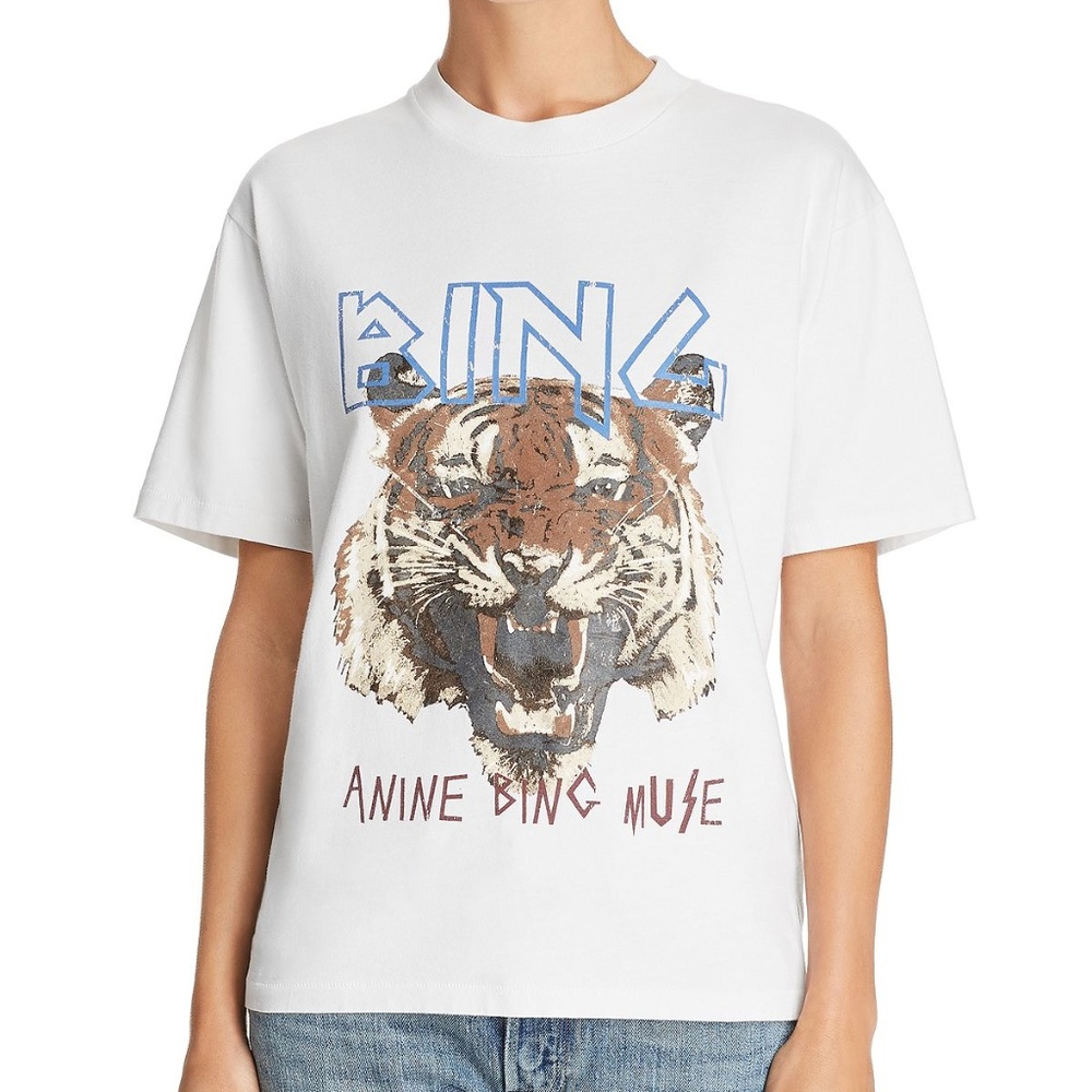 New Condition Anine Bing Tiger Tee in Off-White XS